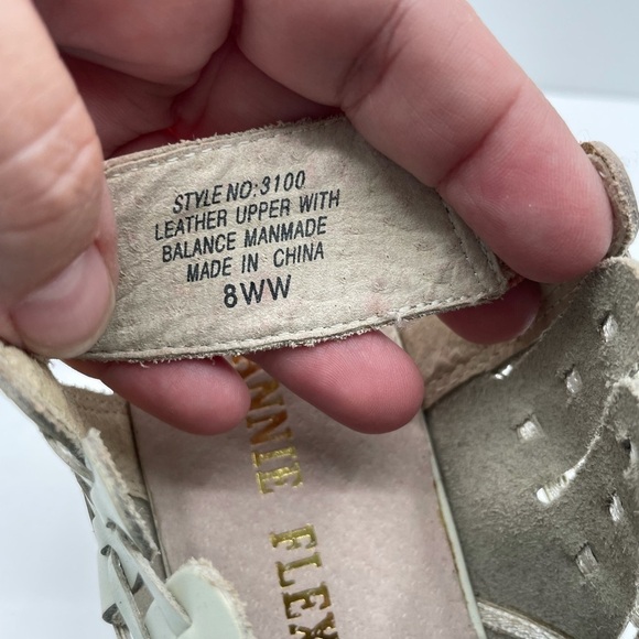 Y2K VINTAGE Annie Flex 8WW  cream weaved sling back pretty in pink Duckie flat - Picture 6 of 6